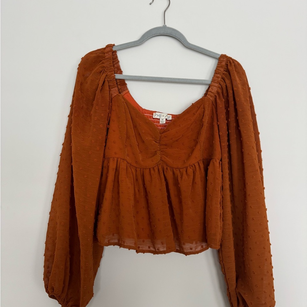 Swiss Dot Cropped Peplum Blouse